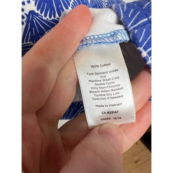 Talbots Women's L Shift Dress Sea Shell Print Pink Blue Knee Length Short Sleeve - Picture 8 of 10